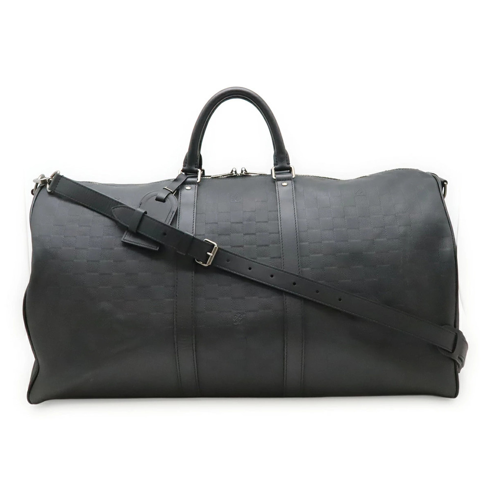 LOUIS VUITTON Damier Infini Keepall Bandouliere Boston Bag Shoulder Onyx Black